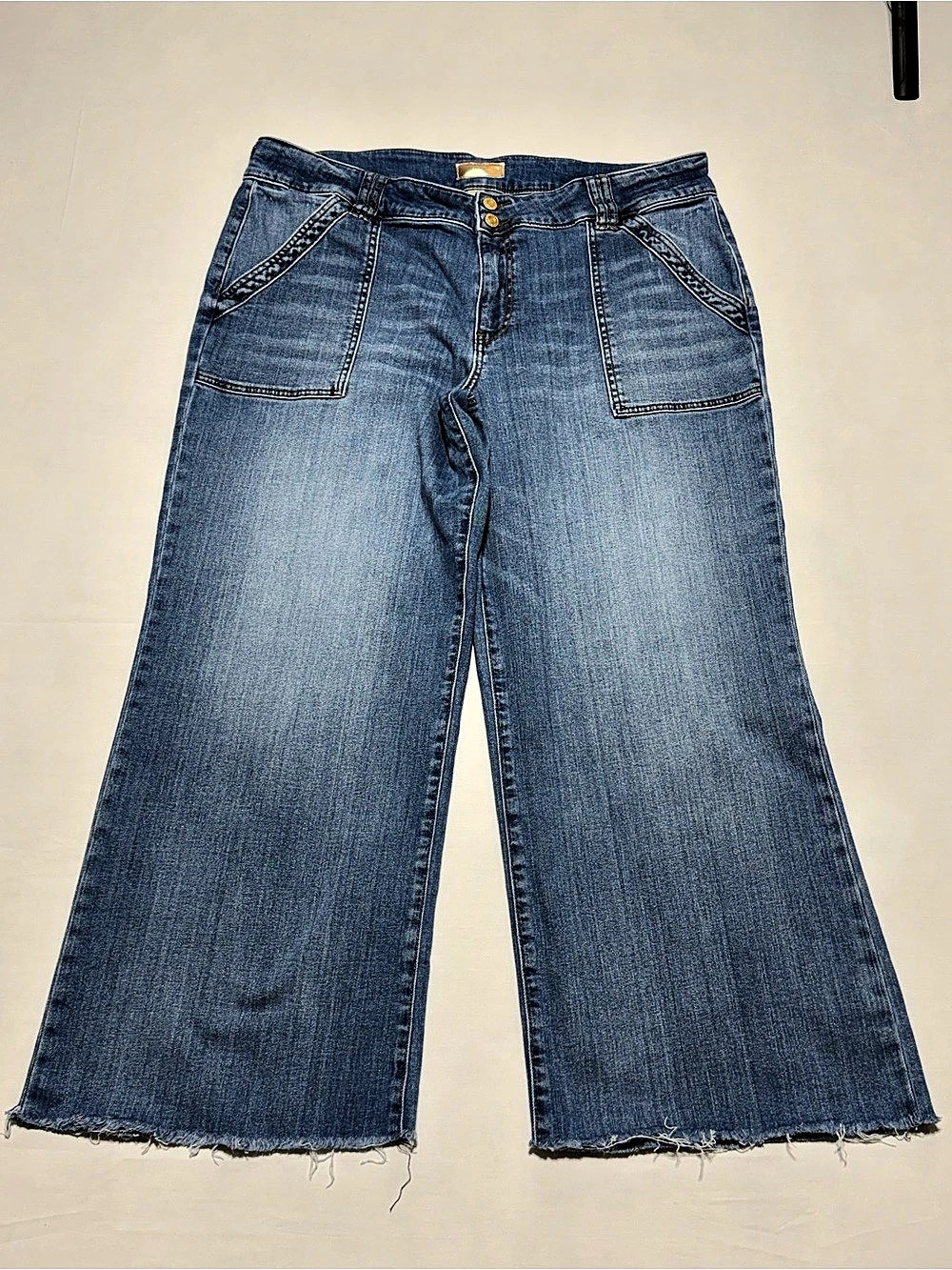 Kut from the Kloth Jodi Straight Leg Wide Leg Jeans in Blue Waist 18